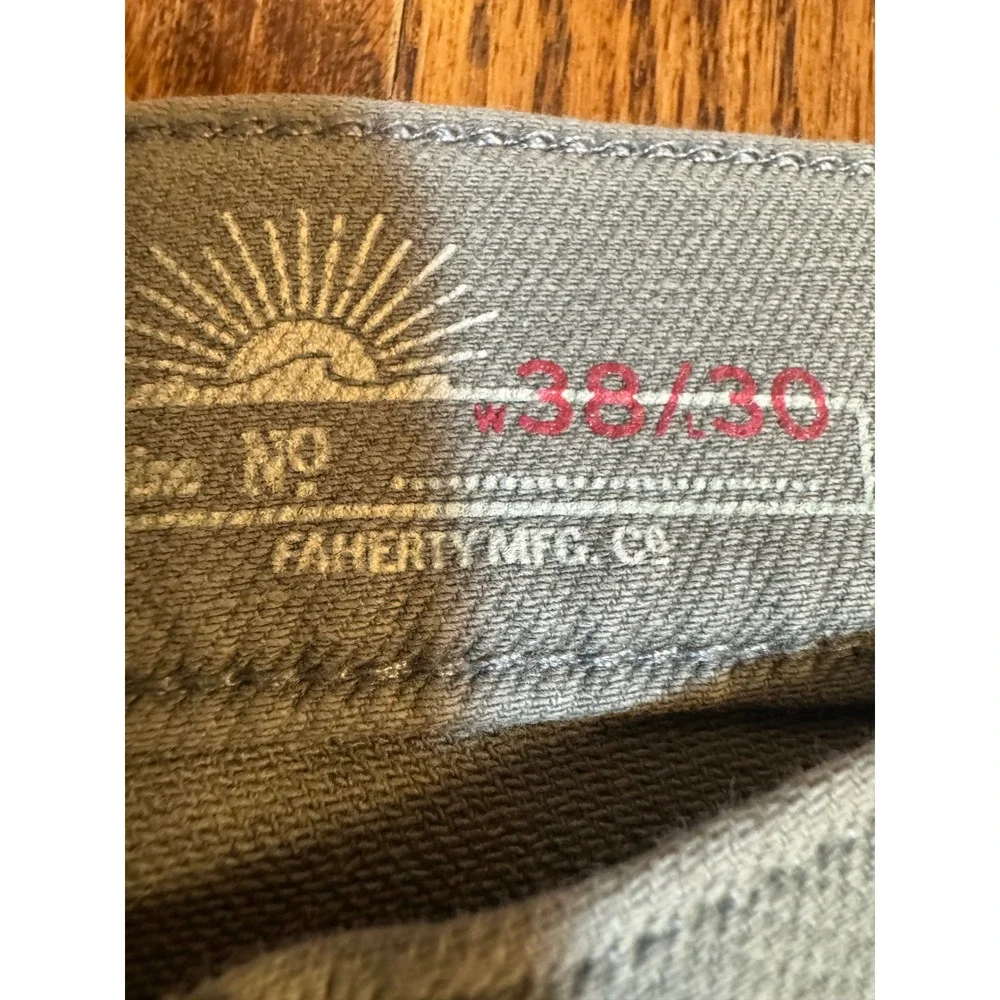 Faherty Brand Mens 5-Pocket Straight Leg Pants Sage Green Grey 38x30 - Picture 2 of 16